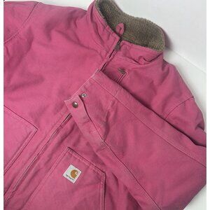Carhartt Pink Canvas Jacket RN14806 Women's Size XXL Sherpa Lined Heavy